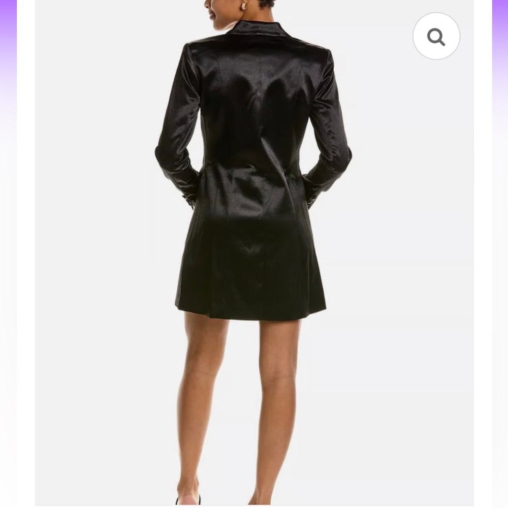 Aidan Mattox Black Satin Long Sleeve Blazer Dress - Picture 2 of 15